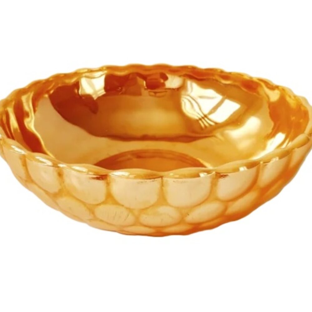 Vintage Anchor Hocking Peach Lustre ware Bowl Bubble Berry Iridescent Milk Glass